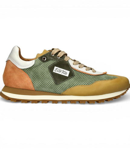 Lorenzo Conti Men's Aglae 02 Green Beige Leather Trainers Sneaker Shoes