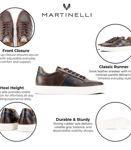 Martinelli Men's Brown Leather Sneakers Trainer Shoes - Hastings