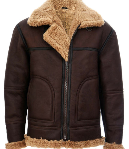 Mens B3 Shearling Sheepskin Aviator Jacket-Gloucester - Brown