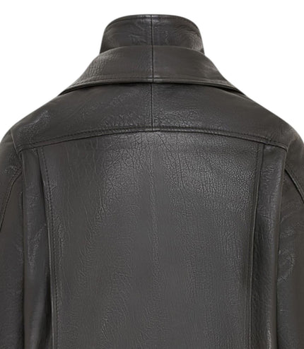 Mens Black Lamb Leather Biker Blouson Jacket - Big Bomber