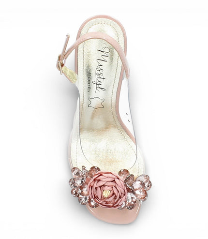 Laura Vita Women's Mira 05 Clear Rose Pink Slip-On Cinderella Heel Sandals