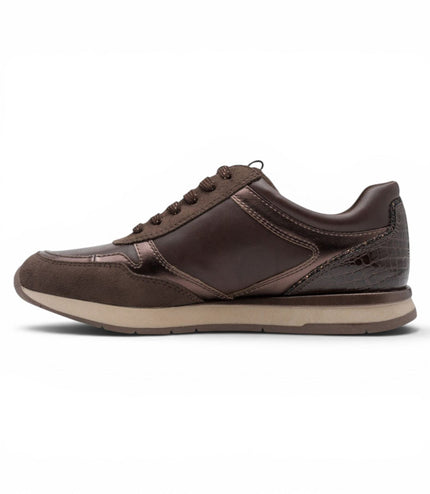 Tamaris Womens Brown Faux Leather Fashion Lace Up Sneakers - 23613-46