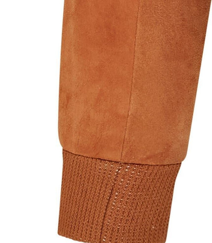 Mens Soft Goat Suede MA-1 Varsity Bomber Jacket  - Dalian - Tan