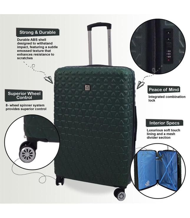 Adlington Set of 3 Hard Shell Suitcase in Green
