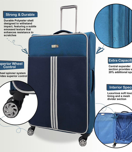 Beverley Set of 3 Soft Shell Suitcase in Teal