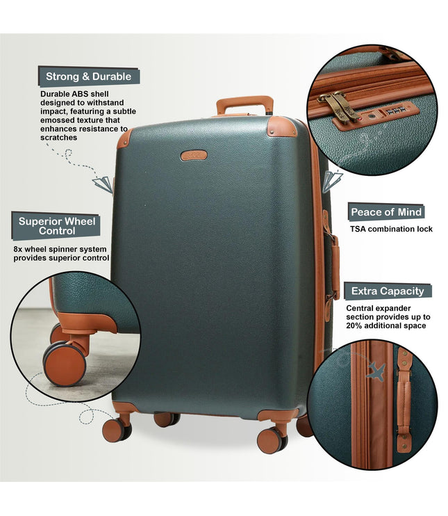 Amble Cabin Hard Shell Suitcase in Green