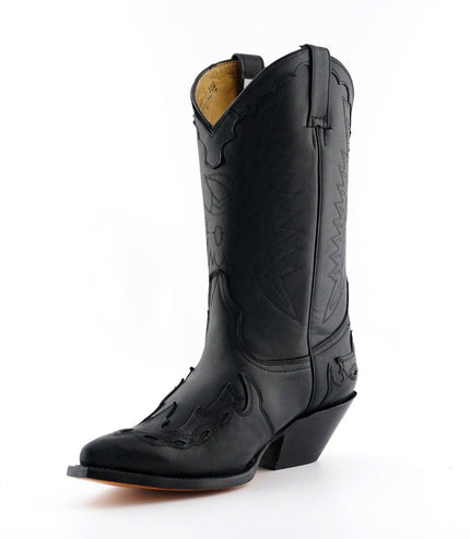 Grinders Unisex Black Leather Cowboy Boots-Arizona Hi
