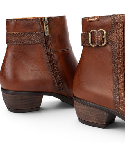 Pikolinos Women's Brown Leather Heel Ankle Boots - Utiel