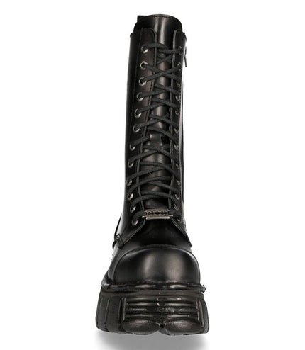 New Rock Unisex Metallic Black Techno Biker Boots - M-MILI211C-C1