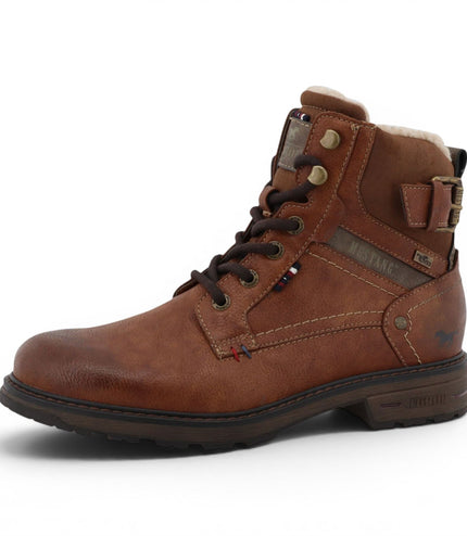 Mustang Men's Brown Faux Leather Winter Lace-Up Ankle Boots - M0021001