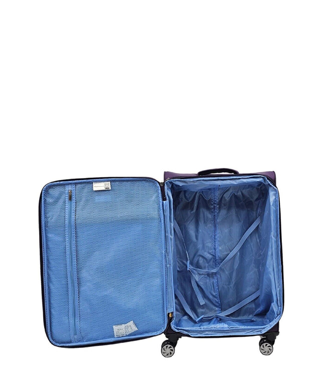 Beverley Medium Soft Shell Suitcase in Purple