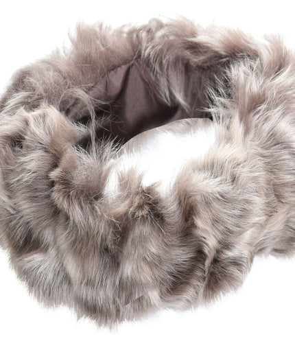 Ladies  Toscana 100% Sheepskin Leather Headband - Taupe Silver