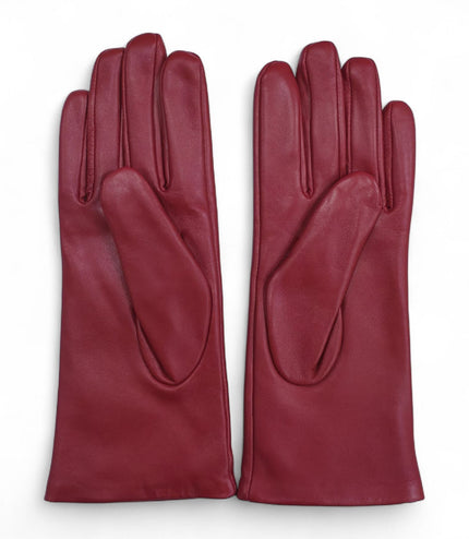 Womens Red Italian Leather Winter Studded Design Soft Wool Lining Gloves - L-GLV-601