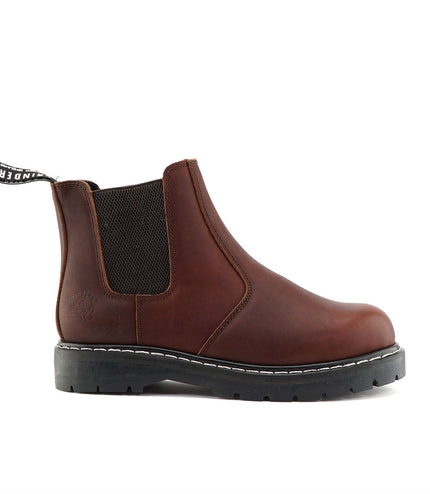 Grinders Unisex Wine Chelsea Acs Leather Ankle Slip On Boots