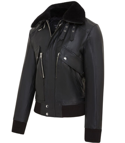 Men's Air Force A2 USAF Black Aviator Bomber Leather Cowhide Jacket