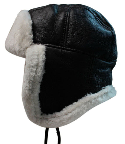 Men's B3 Brown Cream RAF Aviator Shearling Sheepskin WW2 Flying Hat