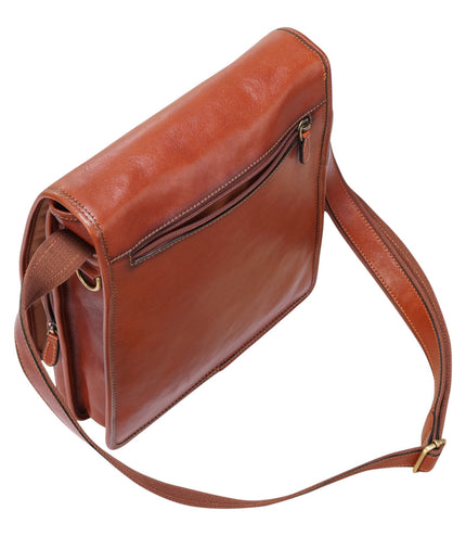 Leather Vintage Tan Messenger Shoulder Crossbody Travel Business Bag - Ranger