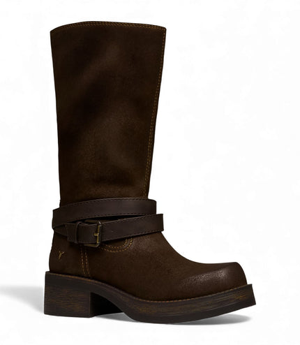 Windsorsmith Womens Brownie Suede Leather Mid-Calf High Western Riding Boots - Gotcha