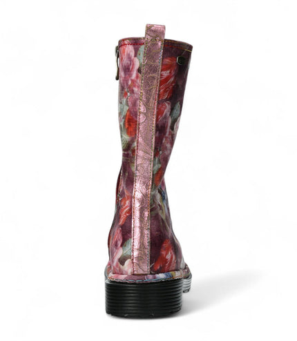 Laura Vita Incaso-18 Burgundy Floral Womens Gothic Victorian Leather High Boots