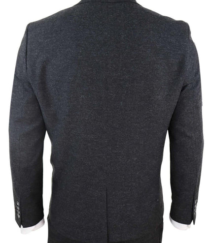 Mens 3 Piece Black Wool Tweed Vintage Retro Suit