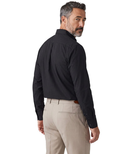 Men's Black Slim Fit Long Sleeve Formal Plain Dress Shirt - JP