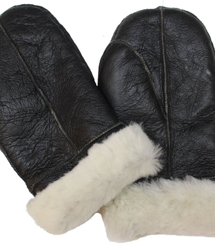 Unisex Cream Real Sheepskin Leather Shearling Gloves Warm Mittens