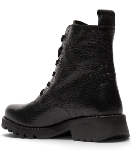 Fly London Womens Black Leather Lace-Up Heeled Ankle Boots - RAMY488