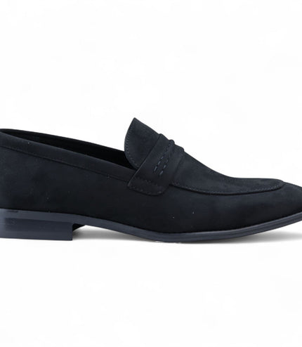 Men's Black Suede Moccasin Loafers Smart Slip-On Shoes