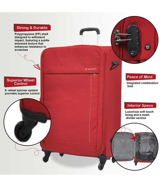 Clevedon Cabin Soft Shell Suitcase in Red