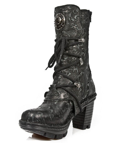 New Rock Ladies Floral Gothic Leather Boots- Neotr005-S25