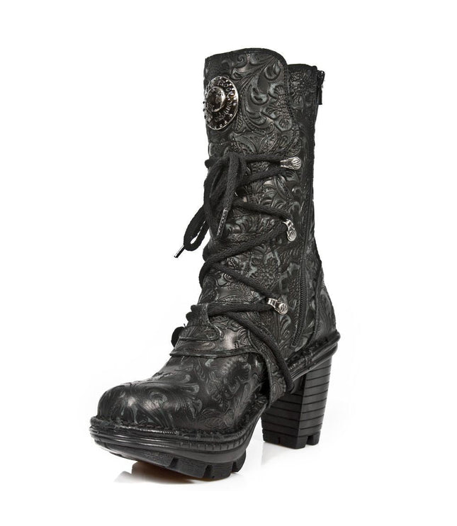 New Rock Ladies Floral Gothic Leather Boots- Neotr005-S25