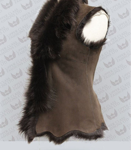 Women's Toscana Sheepskin Short Gilet-Denver - Brown