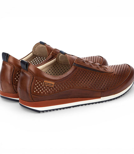 Pikolinos Men's Brown Leather Elastic Slip-on Sneaker Trainers Shoes - Liverpool