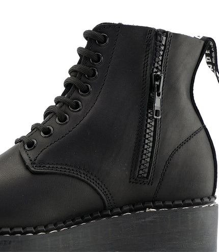 Grinders Unisex Black Chalie Acs Leather Ankle Casual Lace Up Boots