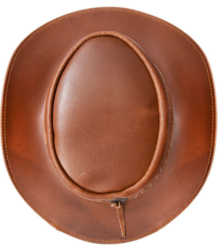 Australian Tan Western Style Cowboy Outback Real Leather Aussie Bush Hat
