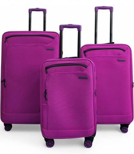 Handa Set of 3 Soft Shell Suitcase in Pink