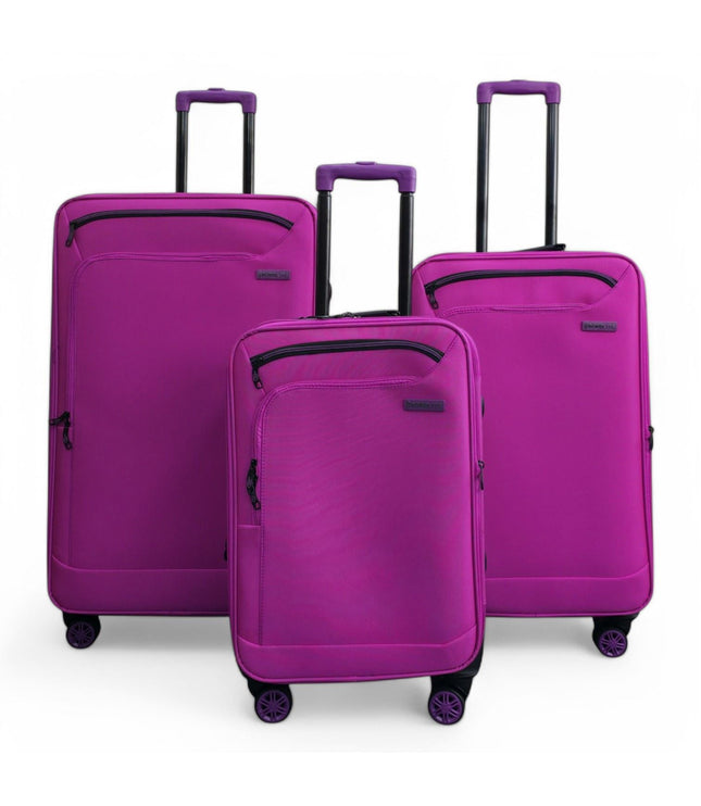 Handa Set of 3 Soft Shell Suitcase in Pink