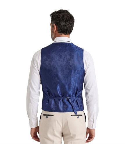 Men's Cream Checked Tailored Fit Suit - Regent
