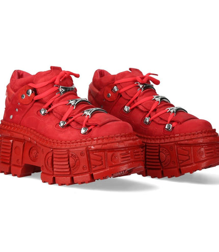 New Rock M-106Wall-C13 Metallic Red Leather Gothic Ankle Boots