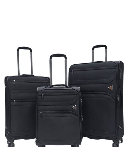 Corby Set of 3 Soft Shell Suitcase in Black