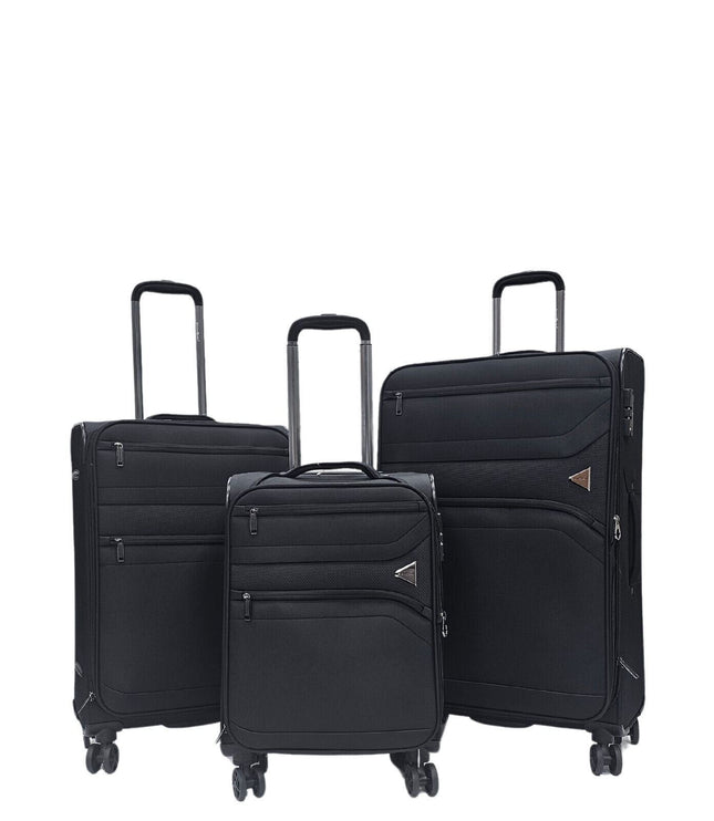 Corby Set of 3 Soft Shell Suitcase in Black