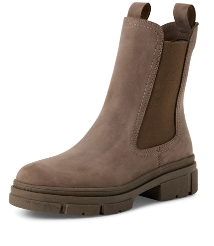 Tamaris Womens Dune Taupe Brown Leather Classic High Pull-On Chelsea Ankle Boots