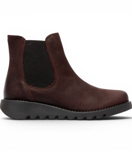 Fly London Womens Burgundy Chelsea Suede Leather Ankle Boots - SALV195