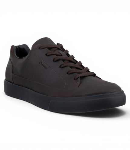 Ecco Men's Brown Leather Waterproof Trainer Sneaker Shoes - Soft 10
