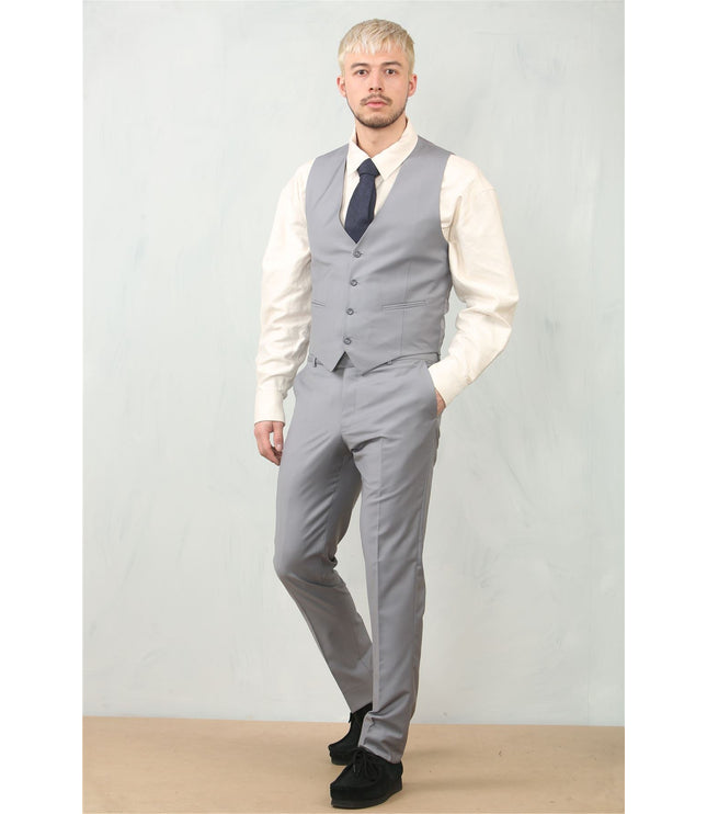 Men's Grey 3 Piece Formal Classic Prom Suit Workwear