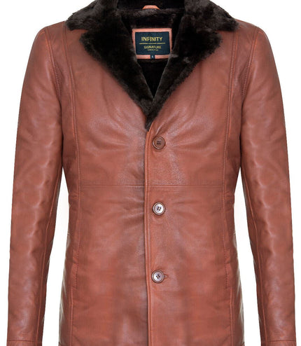 Men's Reefer Leather Blazer Jacket`- Pablo - Tan