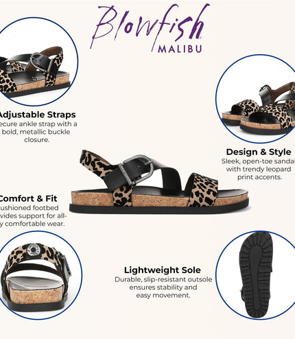Blowfish Malibu Women's Leopard Brown Footbed Sandals - Lance