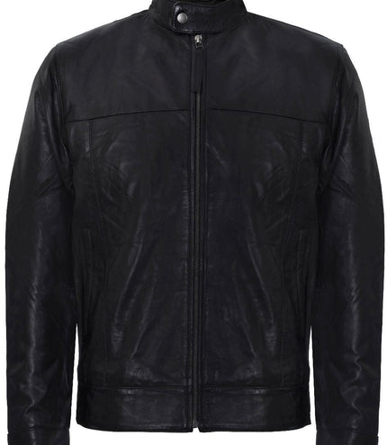 Mens Retro Leather Biker Jacket-Amsterdam