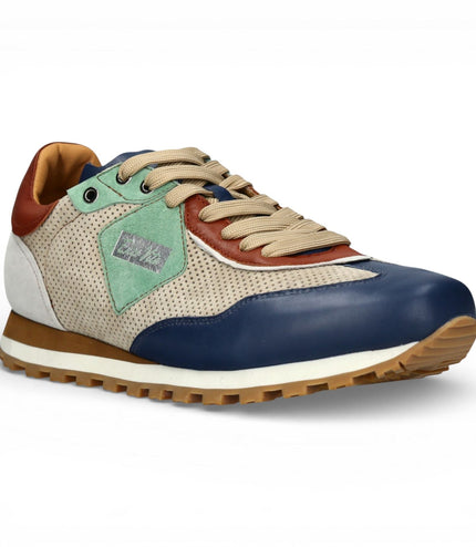 Lorenzo Conti Men's Aglae 02 Grey Blue Leather Trainers Sneaker Shoes