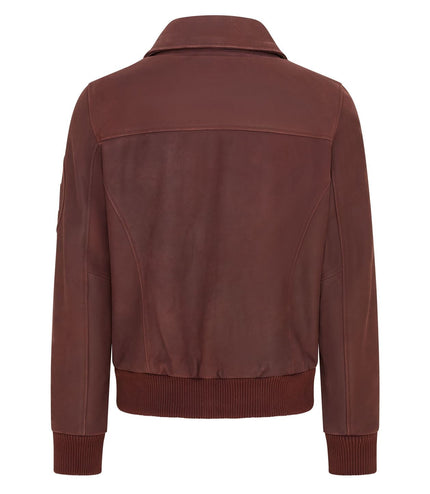 Men's A2 US Airforce Cowhide Aniline Leather Bomber Jacket - Burgundy